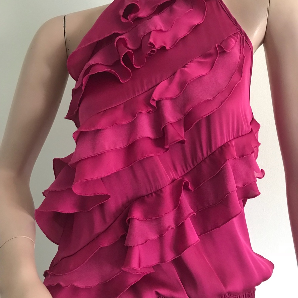 Bebe Fuchsia Ruffle Halter Top - Picture 2 of 5